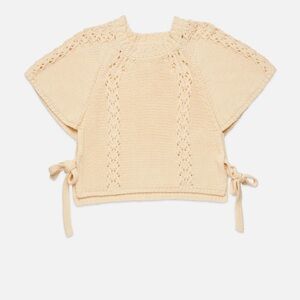 DELUC Dinis Knit Cape Top Ecru NWT Medium Cotton Blend Side Tie $98